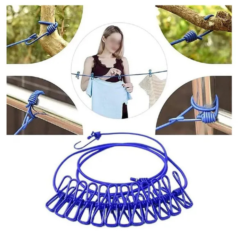 Cloth Drying Rope with Two-Sided Hooks (Heavy Quality) (Pack of 2)