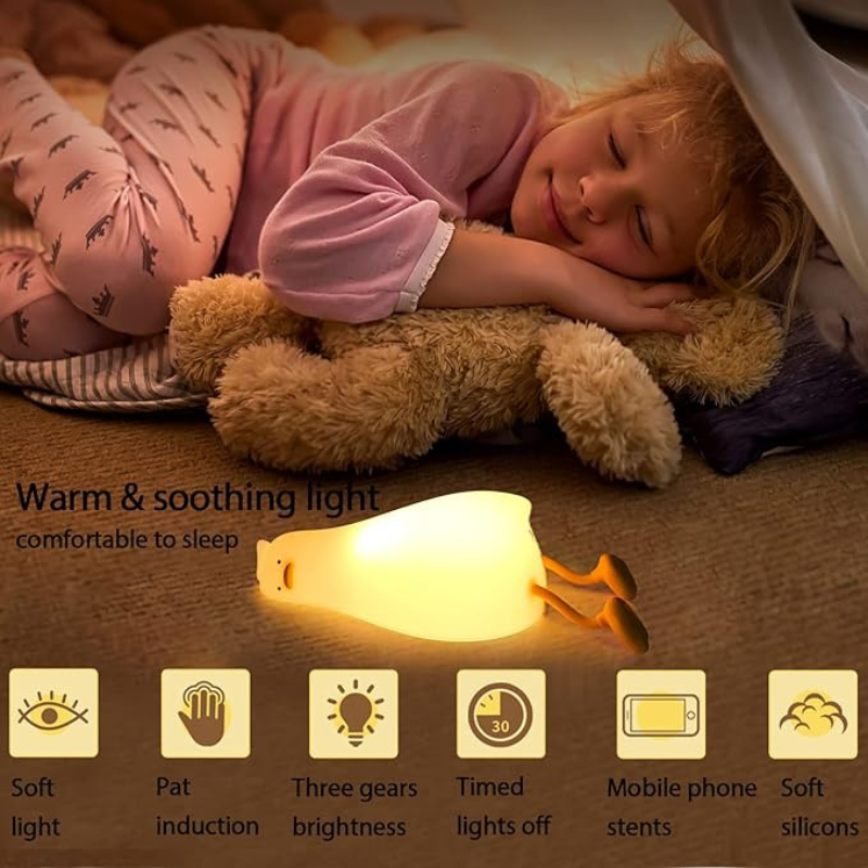 Thrifty 999 Silicone Duck Night Light with Touch & 30-Min Timer | Rechargeable Baby & Kids Room Lamp