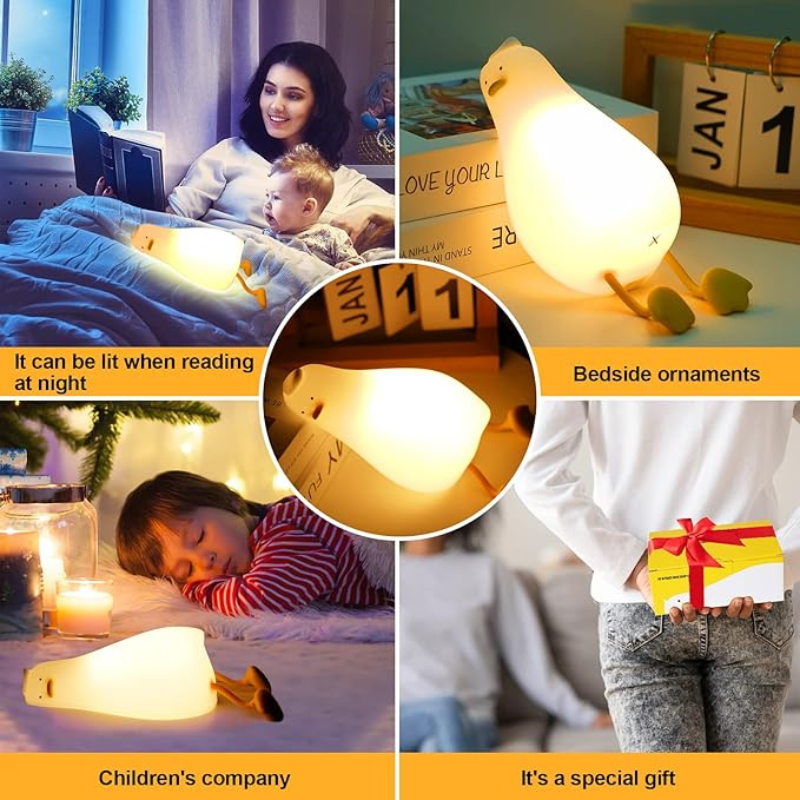 Thrifty 999 Silicone Duck Night Light with Touch & 30-Min Timer | Rechargeable Baby & Kids Room Lamp