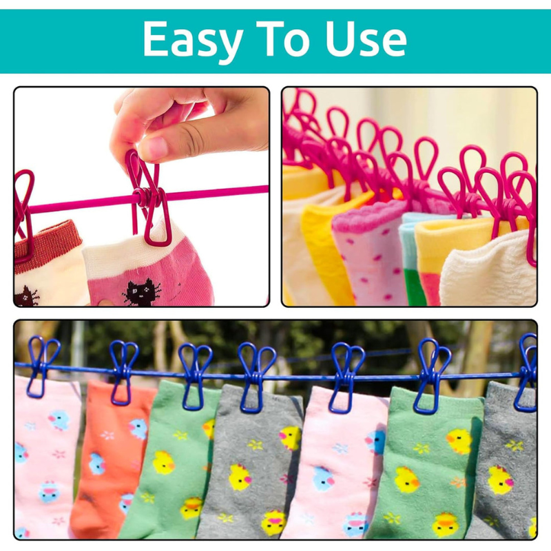 Cloth Drying Rope with Two-Sided Hooks (Heavy Quality) (Pack of 2)