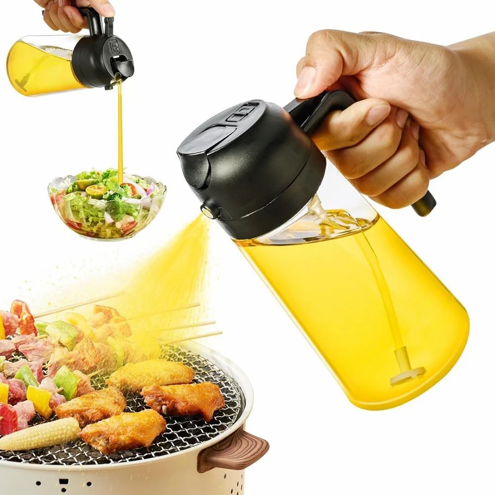 2-in-1 Oil Dispenser Black (Glass)
