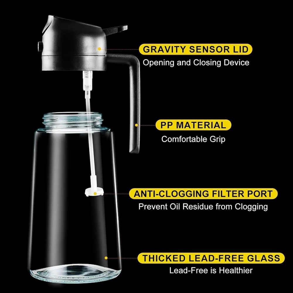 2-in-1 Oil Dispenser Black (Glass)