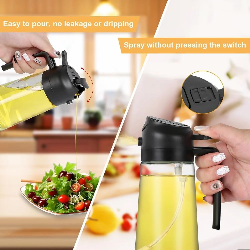 2-in-1 Oil Dispenser Black (Glass)