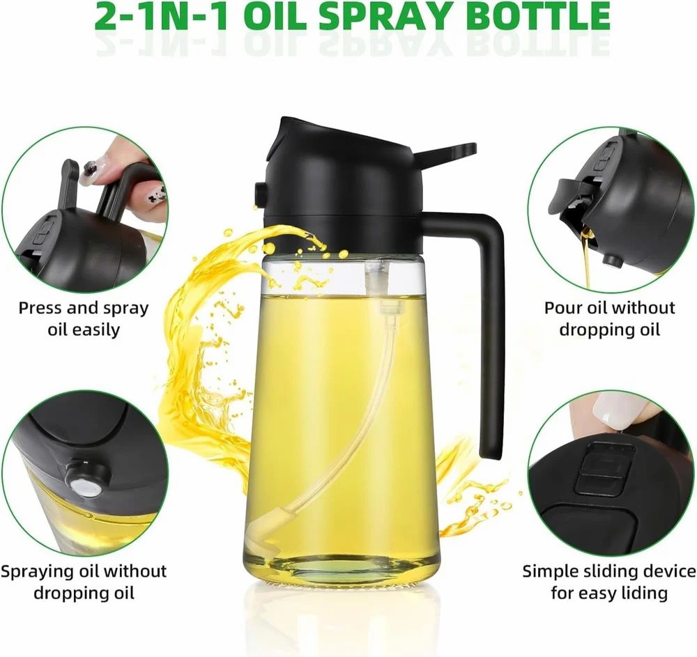 2-in-1 Oil Dispenser Black (Glass)
