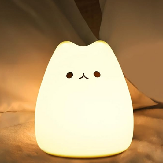 Thrifty 999 Rechargeable Cat Night Light – Cute Silicone Cat Lamp with Warm White & 7-Color Breathing Modes | USB/Battery Powered | Nursery Nightlight for Kids, Babies & Gifts