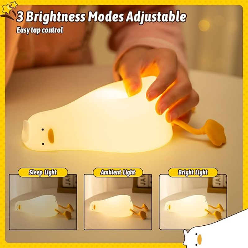 Thrifty 999 Silicone Duck Night Light with Touch & 30-Min Timer | Rechargeable Baby & Kids Room Lamp