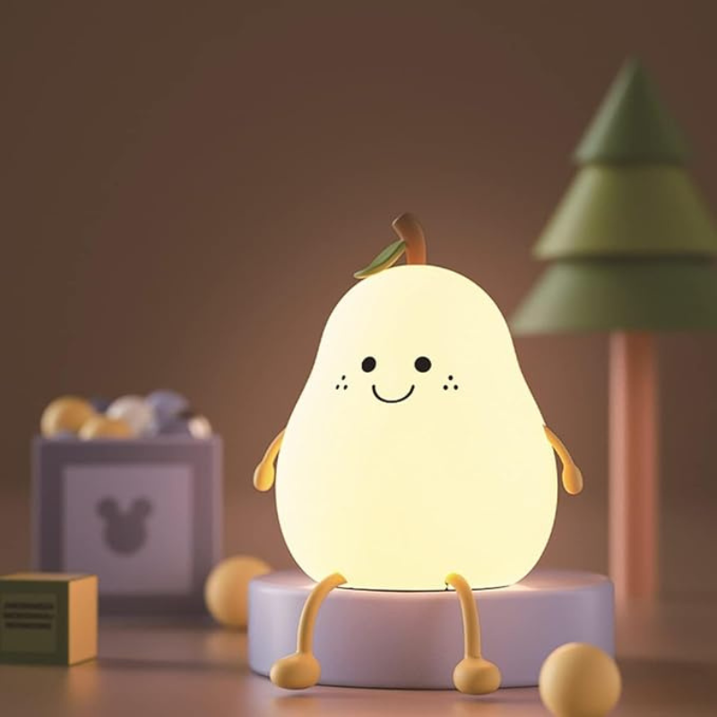 thrifty 999 Cute Pear LED Night Light – 7-Color Rechargeable Lamp for Kids