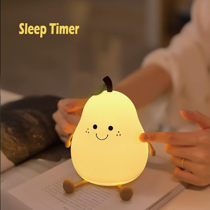 thrifty 999 Cute Pear LED Night Light – 7-Color Rechargeable Lamp for Kids
