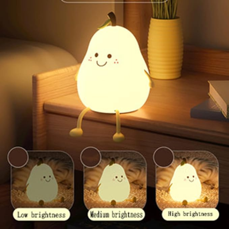 thrifty 999 Cute Pear LED Night Light – 7-Color Rechargeable Lamp for Kids