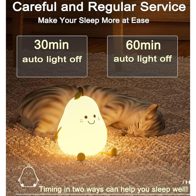 thrifty 999 Cute Pear LED Night Light – 7-Color Rechargeable Lamp for Kids