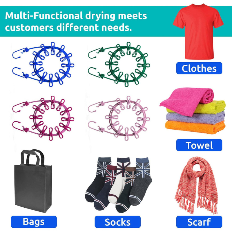Cloth Drying Rope with Two-Sided Hooks (Heavy Quality) (Pack of 2)