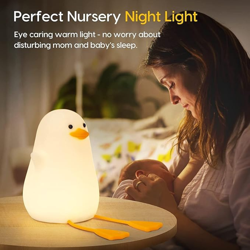 thrifty 999 SoftGlow Duck Night Light – USB Rechargeable Baby Nursery Lamp with Timer, Dimming, and Safe Silicone Build – Perfect Bedside LED Gift for Kids & Birth Celebrations