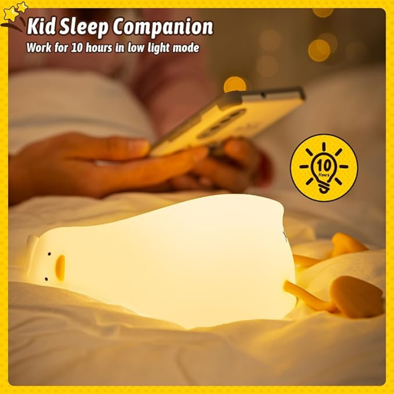 Thrifty 999 Silicone Duck Night Light with Touch & 30-Min Timer | Rechargeable Baby & Kids Room Lamp