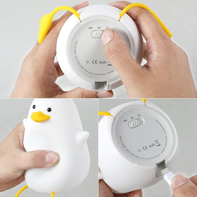 thrifty 999 SoftGlow Duck Night Light – USB Rechargeable Baby Nursery Lamp with Timer, Dimming, and Safe Silicone Build – Perfect Bedside LED Gift for Kids & Birth Celebrations