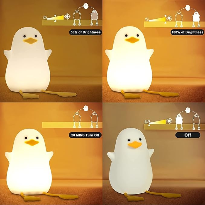thrifty 999 SoftGlow Duck Night Light – USB Rechargeable Baby Nursery Lamp with Timer, Dimming, and Safe Silicone Build – Perfect Bedside LED Gift for Kids & Birth Celebrations