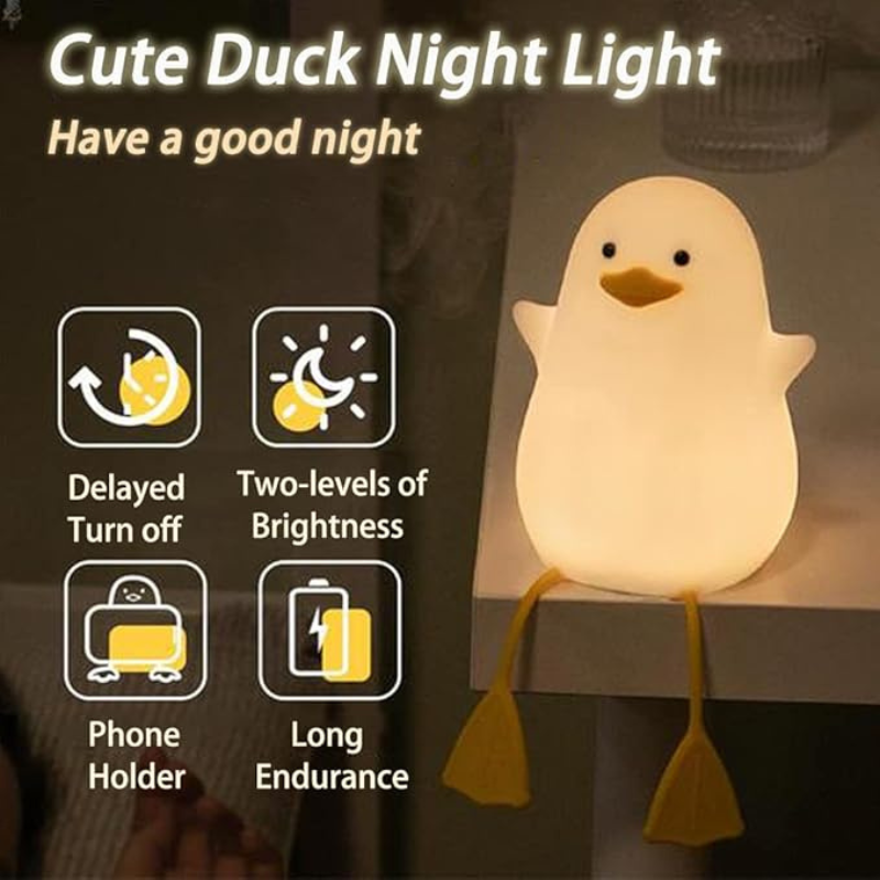 thrifty 999 SoftGlow Duck Night Light – USB Rechargeable Baby Nursery Lamp with Timer, Dimming, and Safe Silicone Build – Perfect Bedside LED Gift for Kids & Birth Celebrations