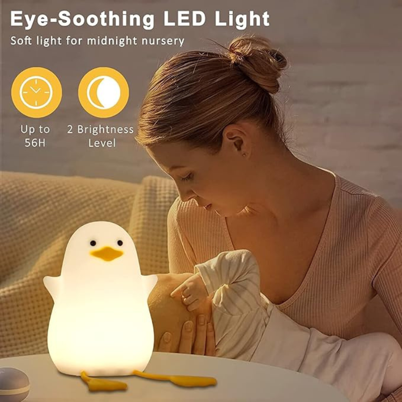thrifty 999 SoftGlow Duck Night Light – USB Rechargeable Baby Nursery Lamp with Timer, Dimming, and Safe Silicone Build – Perfect Bedside LED Gift for Kids & Birth Celebrations