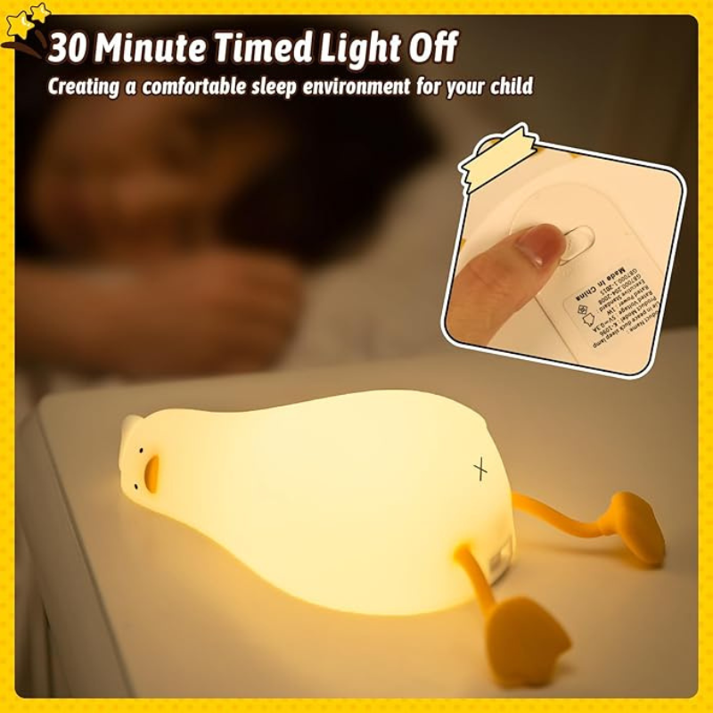 Thrifty 999 Silicone Duck Night Light with Touch & 30-Min Timer | Rechargeable Baby & Kids Room Lamp