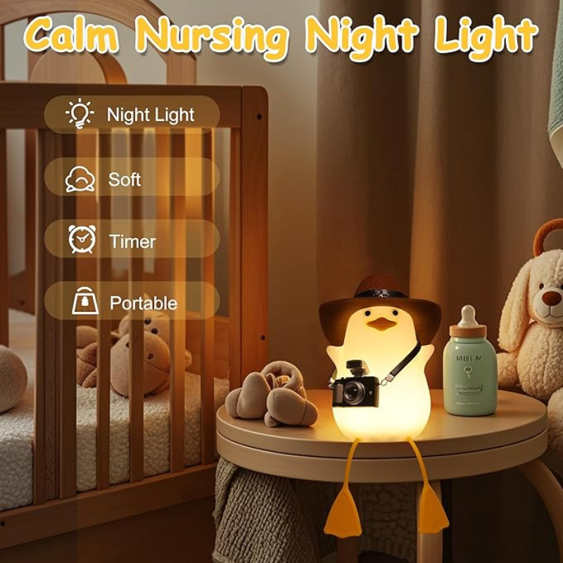 thrifty 999 SoftGlow Duck Night Light – USB Rechargeable Baby Nursery Lamp with Timer, Dimming, and Safe Silicone Build – Perfect Bedside LED Gift for Kids & Birth Celebrations