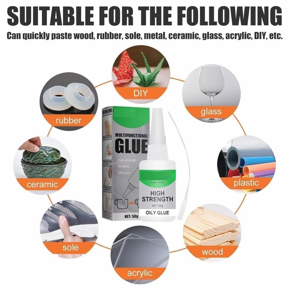 Universal Super Glue (Pack of 2) – High-strength, waterproof, quick-dry adhesive for plastic, wood, metal, glass & shoes