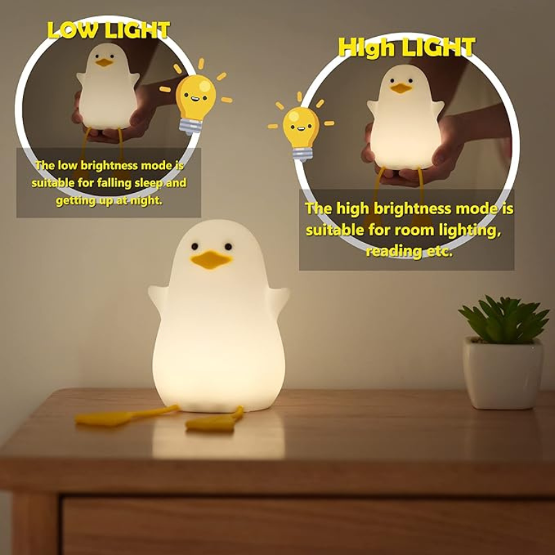 thrifty 999 SoftGlow Duck Night Light – USB Rechargeable Baby Nursery Lamp with Timer, Dimming, and Safe Silicone Build – Perfect Bedside LED Gift for Kids & Birth Celebrations
