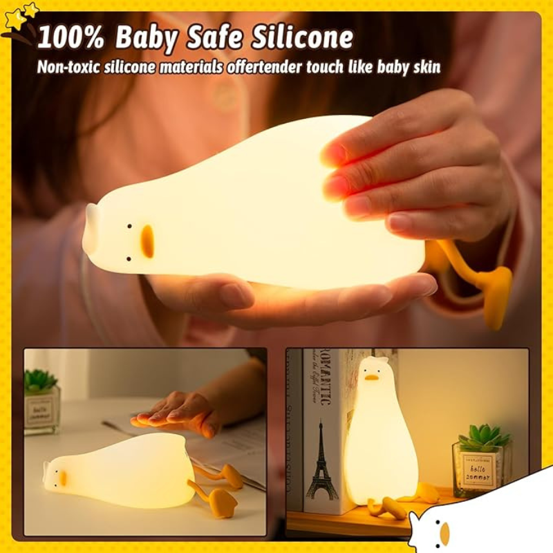 Thrifty 999 Silicone Duck Night Light with Touch & 30-Min Timer | Rechargeable Baby & Kids Room Lamp
