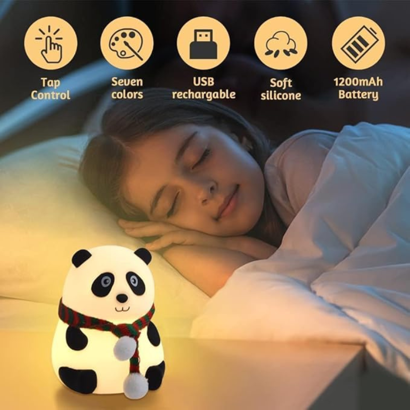 Thrifty 999 USB Rechargeable Panda Night Light – Cute Squishy Silicone Lamp for Kids, Nursery & Baby Gifts