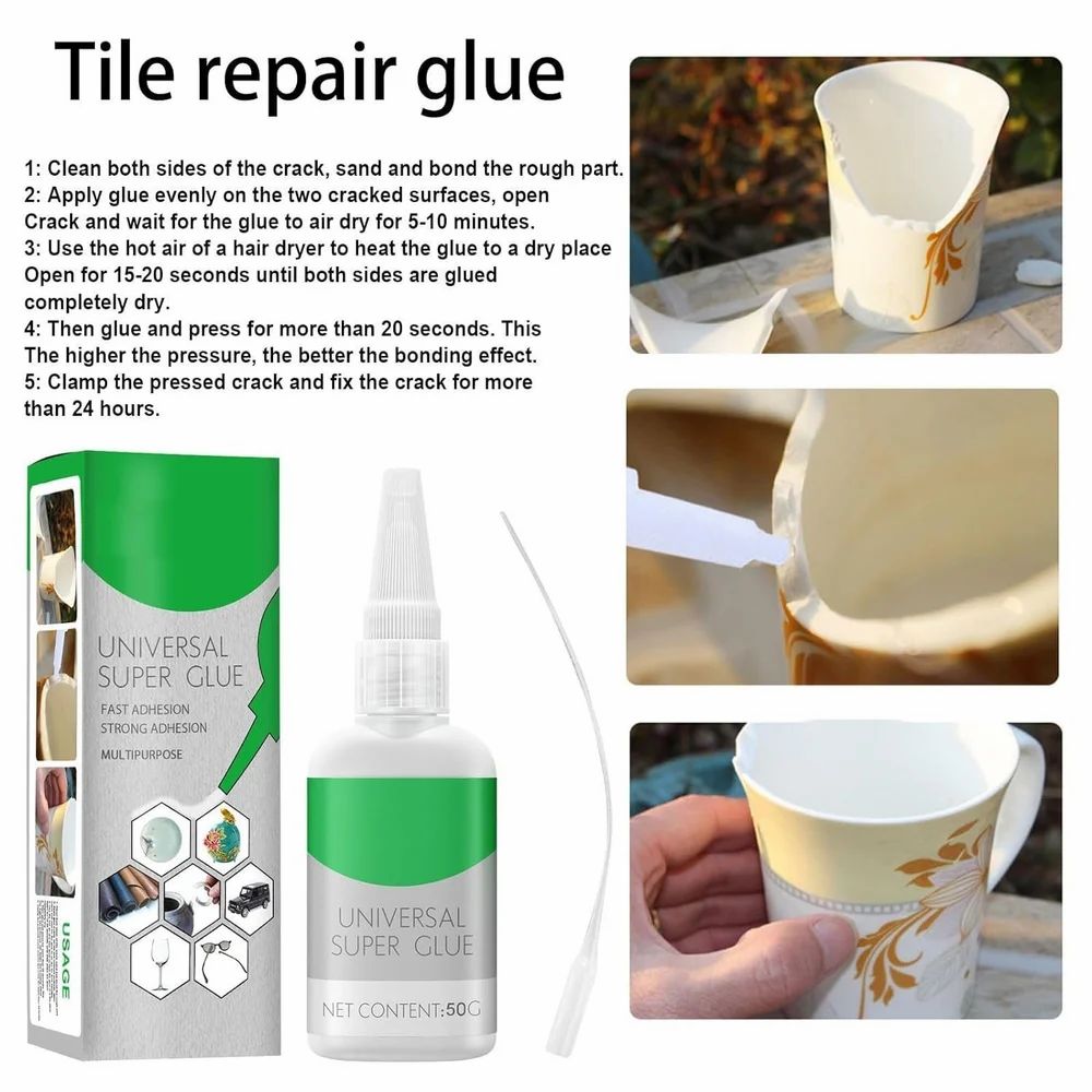 Universal Super Glue (Pack of 2) – High-strength, waterproof, quick-dry adhesive for plastic, wood, metal, glass & shoes